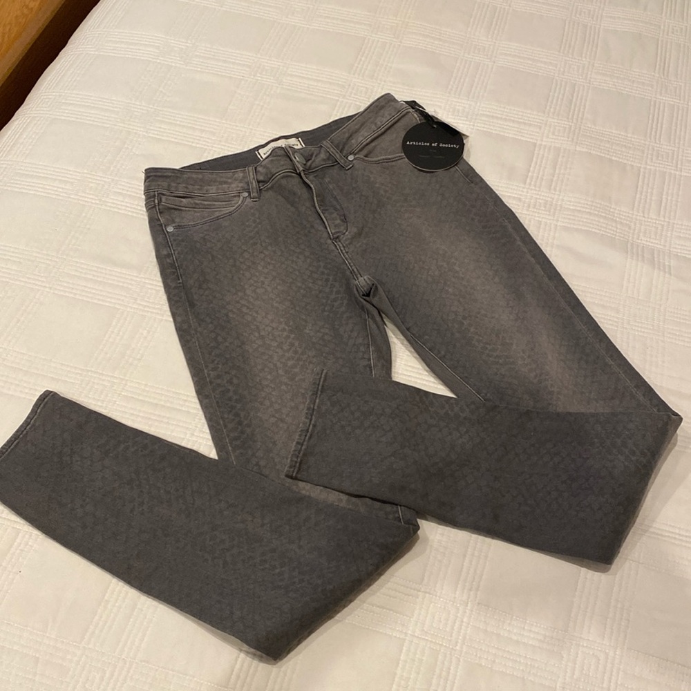 Articles of Society ankle skinny super soft triangle gray design jeans size 27